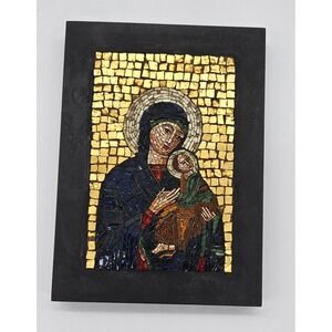 Antique Vatican Studios Italian Mosaic Madonna & Child #2599A Studio Del Mosaica